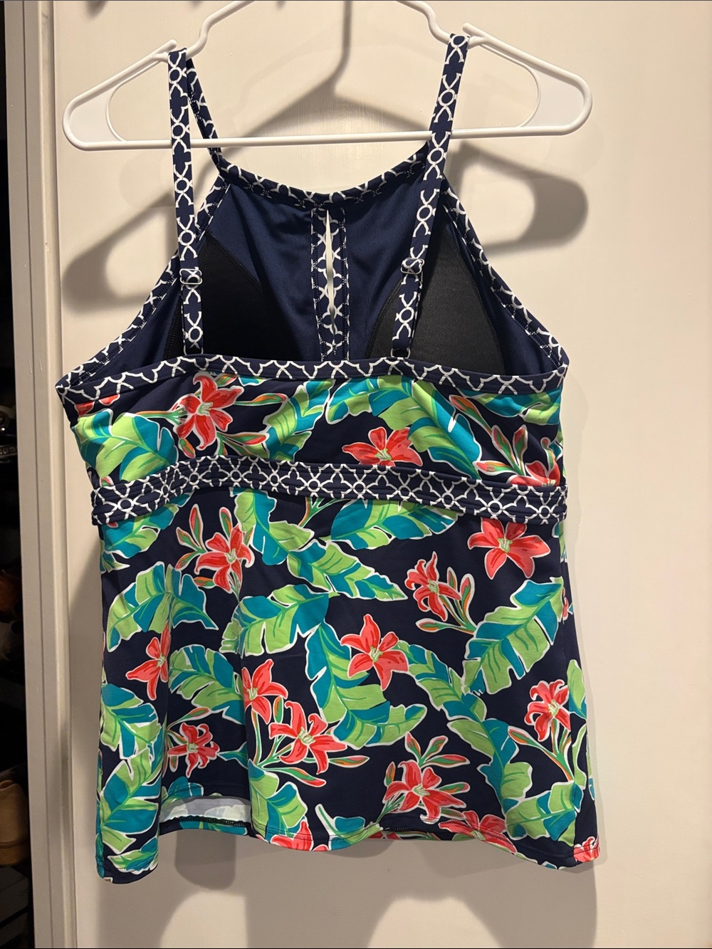 Lands' End Navy Floral Halter Tankini Top - Picture 2 of 5